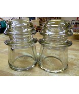Pair Armstrong&#39;s No. 2, Clear Glass Threaded Insulator Smooth Bottom 25 ... - $20.33 CAD