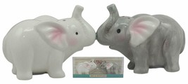 Kissing Elephant Couple Ceramic Salt And Pepper Shakers Figurine Decor Set 3.5&quot;L - £13.79 GBP
