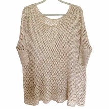 Dolce Cabo Oatmeal Metallic Sequin Open Weave Crochet Pullover XL - £33.63 GBP