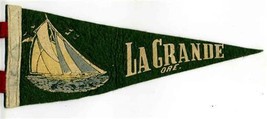 La Grange Oregon 15 Inch Felt Pennant Sail Boat 1930&#39;s - £58.27 GBP