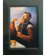 JEWISH MAN SQUEEZING LEMON - FRAMED PICTURE ( good luck charm ) 4x6 - £7.50 GBP