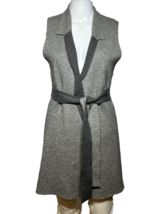 Raffi Knit Vest Women’s Small Gray Long Minimalist Cashmere Blend Belted Career - £25.47 GBP