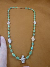 (CR510-16) 5 Fairy Stone CHRISTIAN CROSS Lucky Crystal 28&quot; turquoise nec... - £91.87 GBP