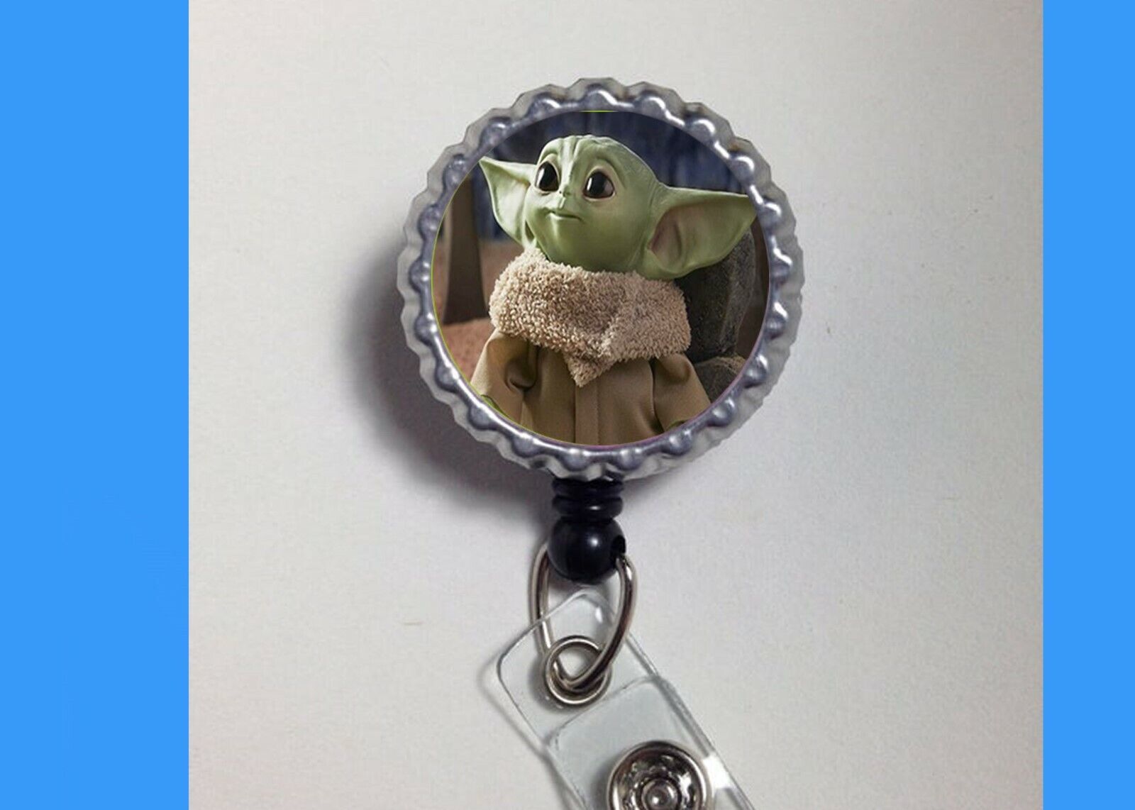 Baby Yoda star wars badge reel holder retractable Id nurse Dr Cna Secret... - $4.50+