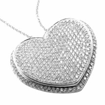 New! Authentic Pasquale Bruni 18k White Gold 2.02ct Pave Diamond Heart Necklace - £3,450.84 GBP