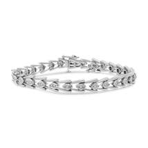 Exquisite Silver Diamond Miracle-set Double Swoosh Milgrain Tennis Bracelet - $201.00