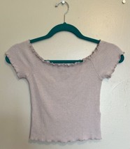American Eagle Cropped Top Size XS Blush Pink Ribbed Stretch Shirt Womens - $11.88