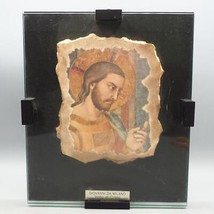 Vintage Giovanni Da Milano Volto Di Cristo Peint Pierre Tuiles Sous Verre - $288.71