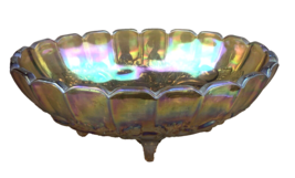 Vintage Carnival Glass Fruit Bowl Decorative Etched Design Dish 12&quot; x 8&quot; x 4.5&quot; - $17.10