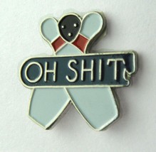 10 Pin Bowling Oh Sh!T Funny Novelty Lapel Pin Badge 3/4 Inch - £4.23 GBP