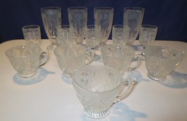 Iris &amp; Herringbone Crystal Footed Tumblers, Wine, Cups,.Creamer J EAN Nette - £79.93 GBP