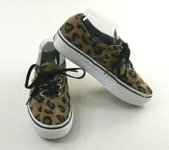 Vans Fuzzy Leopard Platform Sneakers Lace Up Low Top Shoes US Wms 7 EU 37 - £47.17 GBP