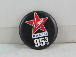 Radio Station Pin - 95.3 Vancouver Viirgin Radio - Celluloid Pin  - $15.00