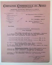 1922 Compagnie Commerciale Du Nord Great Britain Limited Letterhead French - £18.34 GBP