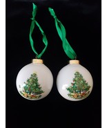 White Porcelain Hanging Christmas Tree Photo Ornaments Lot Of 2 - $17.82