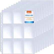 540 Pockets Double-Sided Trading Card Pages Sleeves 9-Pocket Clear Plastic NEW - £9.12 GBP