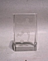 3-D Laser Inside Etched 3” X 2&quot; Crystal Glass Cube -  Soccer Player - £10.18 GBP