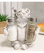 Forest Jungle White Bengal Tiger Cub Hugging Salt And Pepper Shakers Hol... - $437.87 MXN