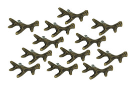 Bronze Finish Cast Iron Small Deer Antler Cabinet Handle Drawer Pull Set of 12 - £31.31 GBP
