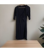 prAna Black Faux Front Wrap 3/4 Sleeve Dress Womens Size Medium Stretch - $18.41