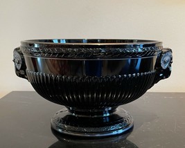 Vintage Cambridge Glass Ebony Bowl with Ram Head Handles - £117.44 GBP