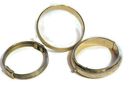 3 Gold Tone Etched Bangle Bracelets Sarah Coventry, Monetl, Unbranded - £19.65 GBP