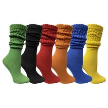 6 Pairs Womens Cotton Slouch Socks, Womens Knee High Boot Socks (Assorted) - £35.30 GBP