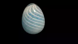 Art Glass Egg Paperweight Blue White Swirl Heavy 4” Isle of Wight Style - $8.00