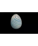 Art Glass Egg Paperweight Blue White Swirl Heavy 4” Isle of Wight Style - $8.00