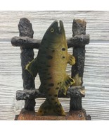 Cabin Decor Candle Holder Log Look Fish Trout - £11.15 GBP