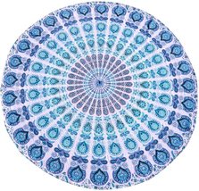 Blue Turquoise Round 72 Inches Indian Mandala Wall Hanging Tapestry Decorations - £13.66 GBP