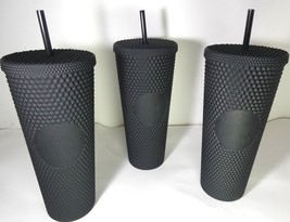 Starbucks 3 Tumbler Coffee Cold Cup 24oz Studded Matte Black ,Le 2019 ,New - £493.37 GBP