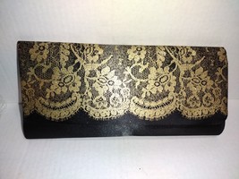 Ultimate Clutch Black With Gold Lace Design 10.25 x 5 inches - £7.13 GBP