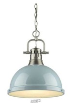 Golden Lighting-Duncan 1-Light Pewter Pendant Seafoam Frosted Glass Diff... - £108.83 GBP