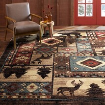 1&#39;8&quot; X 2&#39;7&quot;, Brown/Red, Rectangular Buffalo Bear Area Rug By Home Dynamix. - $35.98