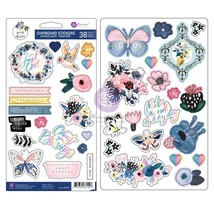 Spring Abstract Chipboard Stickers 38/Pkg-Shapes W/Foil Details - £10.65 GBP
