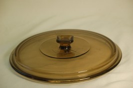Vision Ware Amber Glass Lid Round Casserole Replacement Top 9 8-3/4&quot; Outside - £15.48 GBP
