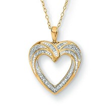 0.30ct Brillant Coupe Simulé 14k Jaune Plaqué Or Pendentif Coeur Collier - £56.85 GBP