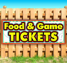 Food &amp; Game Tickets Advertising Vinyl Banner Flag Sign Fair Carnival Food - £15.52 GBP+