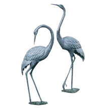 Cast Aluminum Crane Pair Statues Verdigris Finish - £2,208.85 GBP