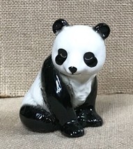 Vintage Glossy Porcelain Sweet Sitting Panda Bear Figurine - $17.82