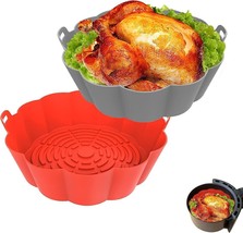 2 PACK Air Fryer Liners, Reusable Heat-Resistant Silicone Liners - £10.80 GBP