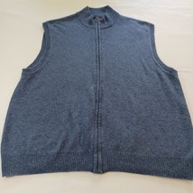 Linea Uomo Men&#39;s Wool Blend Blue Full Zip Mock Neck Sweater Vest Size 2X... - $16.62