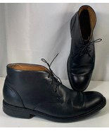 Clarks Chukka Boots Mens sz 8 Solid Black Leather Round Toe Lace Up Casu... - $19.79
