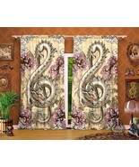 Chinese Painting Music Dragon Curtains, Treble Clef, Asian Decor, Window... - £130.70 GBP