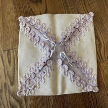 Ribbonwork Needlework  Hankies Handkerchief Holder Case Vintage - $18.98