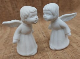 Vintage White Porcelain Bisque Kissing Angels Figurines 3.5” Lot of 2 - £19.46 GBP