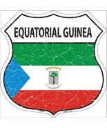 Equatorial Guinea Country Flag Highway Shield Metal Sign - £22.34 GBP