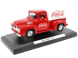 1955 Ford F-100 Pickup Truck Red with White Canopy &quot;Drink Coca-Cola&quot; 1/24 Die... - £46.27 GBP