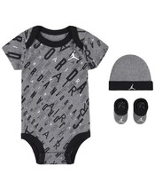 JORDAN Baby Boys Logo Printed Bodysuit, Hat and Booties , 3 Piece  0-6 Months - £22.05 GBP